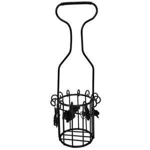 Grape Vine Barware Bottle Wire Caddy Basket Carrier Holder Display Decor Vtg